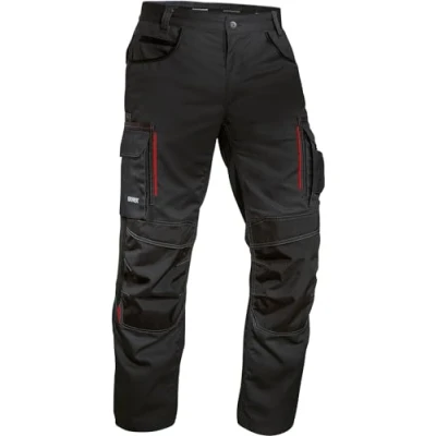 Afbeelding van Uvex Tune Up lange werkbroek voor heren, kniezakken versterkt met Cordura, licht en ademend, Zwart/Rood