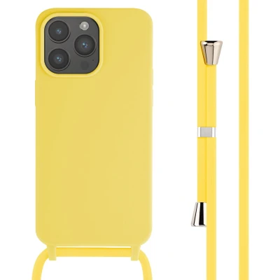 Afbeelding van iMoshion hoesje Geschikt voor iPhone 15 Pro Max met koord Siliconen Geel