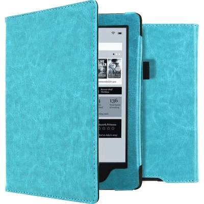 Afbeelding van iMoshion Ereader Cover / Hoesje Geschikt voor Kobo Aura H2O Vegan Leather Bookcase Lichtblauw