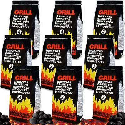 Afbeelding van Deuba 27 kg Houtskoolbriketten 9 x 3 Barbecue Grill Briketten BBQ