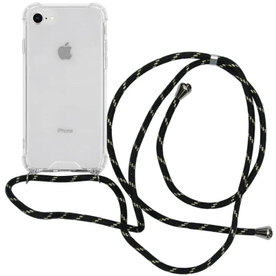 Afbeelding van imoshion Hoesje Geschikt voor iPhone SE (2022) / (2020) 8 7 Backcover met koord Zwart &amp; Goud