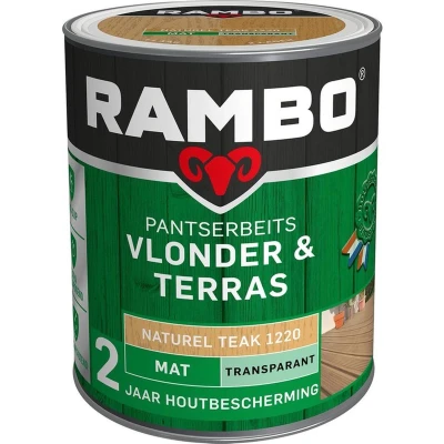 Afbeelding van Rambo Pantserbeits Vlonder &amp; Terras Transparant Mat Naturel Teak 1220