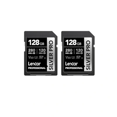 Afbeelding van Lexar Silver Pro LSDSIPR128G B2NAA UHS II SD geheugenkaart 2 x 128 GB, V60, U3, C10, tot 280 MB/s lezen/120 schrijven, SDXC kaart voor camera/fotograaf
