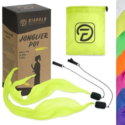 Afbeelding van Diabolo Freizeitsport UV lichtgevende stippen in geel draaiende engelenvleugels, gestippeld, zachte stippen, voor beginners en professionals
