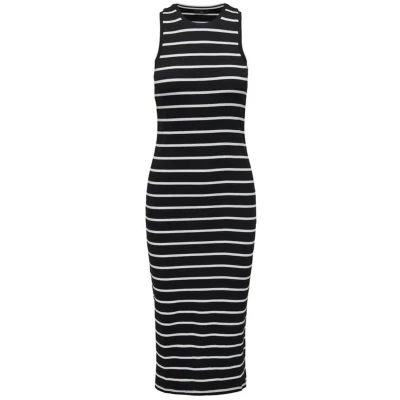 Afbeelding van ONLY Onlbelfast Jrs Noos midi jurk, gestreept, maat S/L, jurk voor dames, zwart.