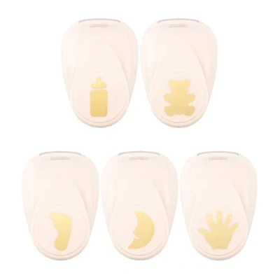 Afbeelding van Vaessen Creative 5 stuks baby motiefponsen met beer, babyflessen, handflessen, voeten en maan, 2,5 cm, tot 250 g/m², voor knutselen papier scrapbooking