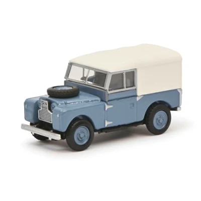 Afbeelding van Schuco 452670100 H0 Auto Land Rover 88 blauw met witte softtop
