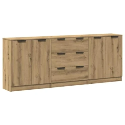 Image de vidaXL Buffets 3 pcs chêne artisanal 60x30x70 cm bois d&#039;ingénierie3329226