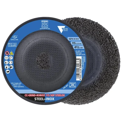 Afbeelding van PFERD 64195116 CC GRIND ROBUST 115 SGP STEELOX Schuurschijf Diameter mm Boordiameter 22.23 10 stuk(s)