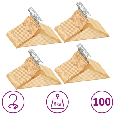 Afbeelding van 100 delige Kledinghangerset anti slip hardhout