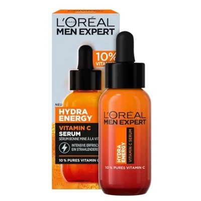 Image de L&#039;Oréal Men Expert sérum à la vitamine C contre peau fatiguée pour homme, soin hydratant un aspect éclatant, visage homme hautement dosé avec 10% de pure, Hydra Energy,