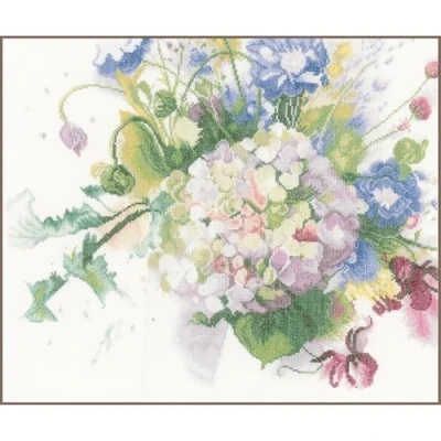 Afbeelding van Borduurpakket Hortensia aquarel Lanarte