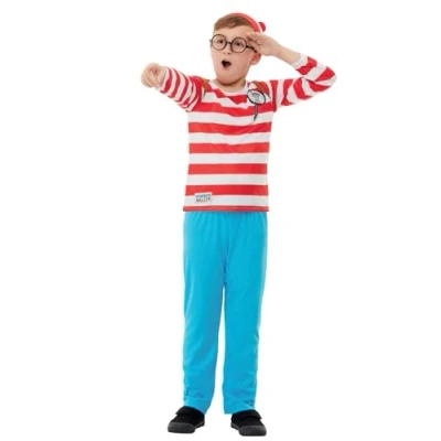 Afbeelding van Smiffy&#039;s Where&#039;s Wally Kostuum Waar Is Verstopt Jongen Blauw, Rood Small Carnavalskleding Verkleedkleding