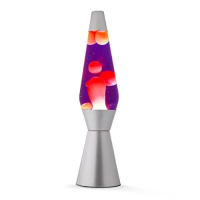 Afbeelding van i Total Lavalamp Lava Lamp Sfeerlamp 40x11 cm Glas/Aluminium 30W Paars met gele Zilvergrijs XL1799