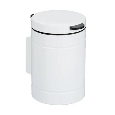 Afbeelding van Relaxdays badkamer prullenbak hangend 3 liter softclose rond staal voor toilet wit