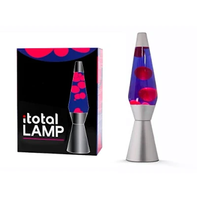 Afbeelding van i Total Lavalamp Lava Lamp Sfeerlamp 40x11 cm Glas/Aluminium 30W Paars met roze Zilvergrijs XL2343