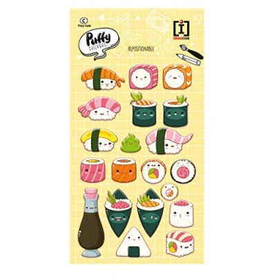 Afbeelding van Imagicom Stickervel 3d Sushi Junior 19 X 10 Cm Pvc Wit/groen