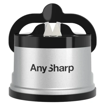 Image de AnySharp Aiguiseur de Couteaux, Sécurité Mains Libres, Ventouse PowerGrip, Aiguise en Toute Tous les Couteaux Cuisine, Idéal pour l&#039;Acier Trempé &amp; Dentelé Le Meilleur au Monde Argent