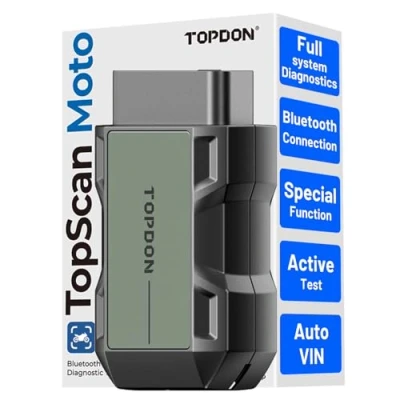 Afbeelding van TOPDON TOPSCAN Moto OBD2 Scanner Diagnostic tool is een motorfiets draadloze Bluetooth diagnostische voor BMW, Ducati en Harley Davidson. Het volledige codelezer met