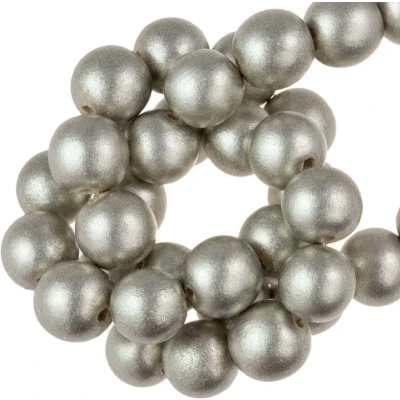 Afbeelding van Houten Kralen Metallic Look (8 mm) Champagne Silver (104 stuks) voor Sieraden Dreambeads
