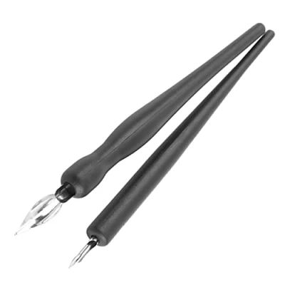 Afbeelding van FTVOGUE Set komische penwaarden (2 zwarte penhouders + 5 veren 1 gum)
