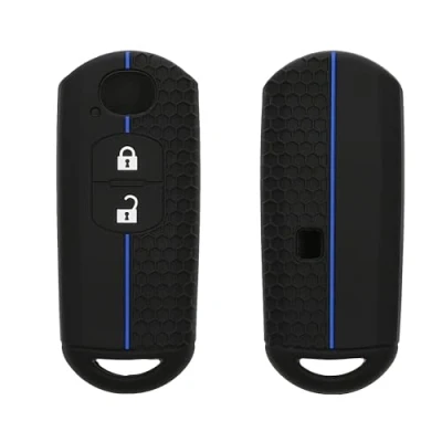 Afbeelding van kwmobile Coque clé de voiture compatible avec Mazda Keyless Go 2 Bouton accessoire Protection étui souple en silicone noir bleu