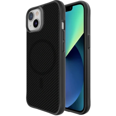 Afbeelding van iMoshion Hoesje Geschikt voor iPhone 13 Rugged Hybrid Carbon Case MagSafe Zwart