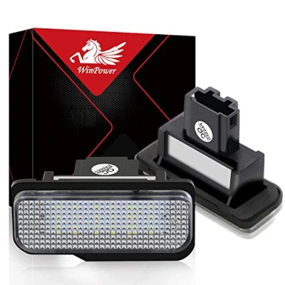 Afbeelding van WinPower Led kentekenplaatverlichting, super heldere Canbus, geen foutmelding, 6000 K, xenon, koud wit, 18 SMD, achterlichten voor S203/W203/W21/W219/SLK R171 ect., 2 stuks