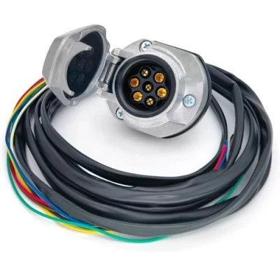 Afbeelding van AOJO Verlengkabel, aanhanger, 7 polig, vrouwelijk, voorbekabeld, 2 m, draden, kabel, trekhaak, metaal, pinnen