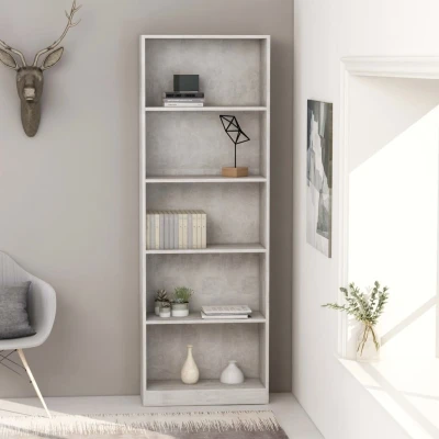 Afbeelding van Boekenkast met 5 schappen 60x24x175 cm bewerkt hout betongrijs