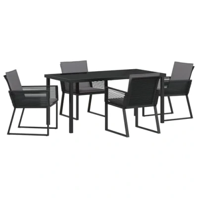 Afbeelding van vidaXL 5 delige Tuin Dining Set met Kussens Zwart Poly Rattan