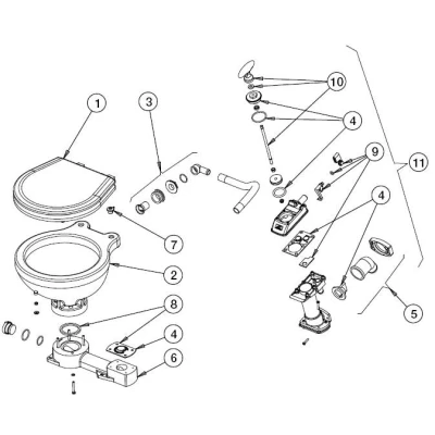 Afbeelding van johnson pump toiletpot voor scheepstoilet comfort model