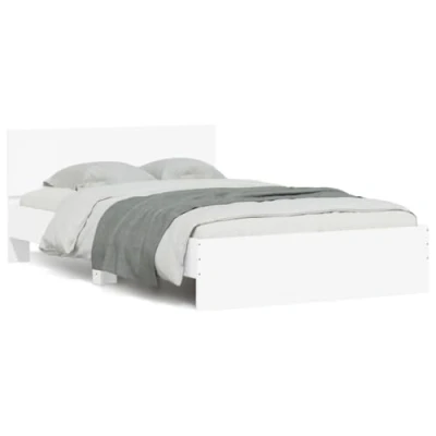 Afbeelding van vidaXL Bedframe met hoofdeinde wit 135x190 cm