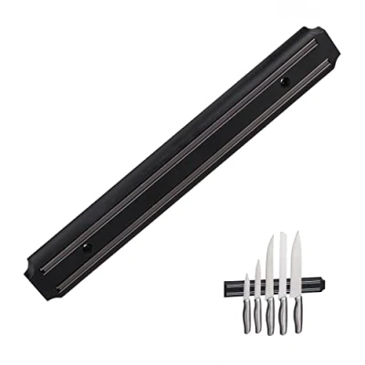 Afbeelding van Relaxdays magneetstrip wandmontage 33 cm breed zwart messenmagneet gereedschap