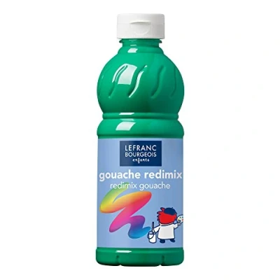 Afbeelding van Lefranc Bourgeois Redimix vloeibare gouache voor kinderen fles 500 ml Frank groen