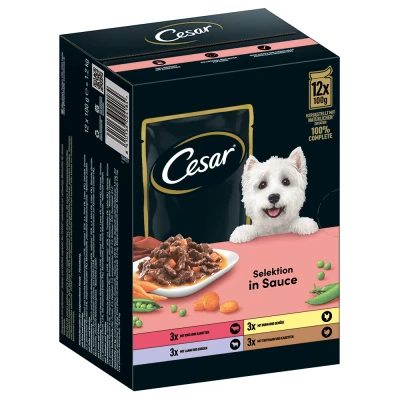 Afbeelding van 48x 100g Cesar Selektion Fleisch und Gemüse in Sauce Hundefutter nass