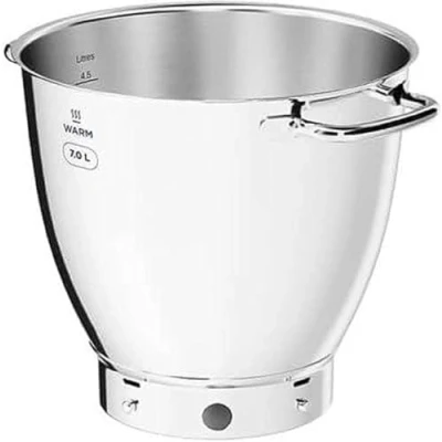 Afbeelding van Kenwood KAB71.002SS roestvrijstalen kom accessoires voor Titanium Chef Patissier XL EasyWarm mengkom 7 liter en praktische handgrepen Vaatwasmachinebestendig Staal