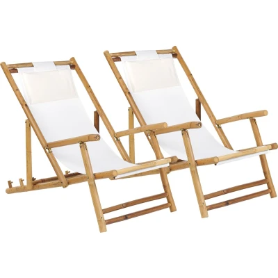 Afbeelding van Beliani ATRANI Strandstoel set van 2 Lichte houtkleur Bamboehout