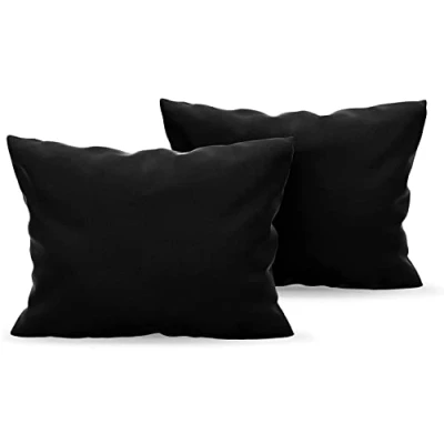 Afbeelding van Dreamzie Kussensloop van microvezel, Oeko Tex gecertificeerd, zacht en geborsteld, fluweelzachte touch, 2 stuks, 80 x cm, zwart