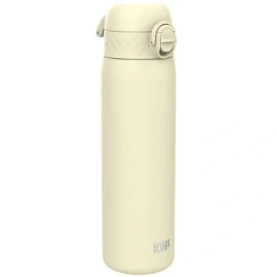 Afbeelding van ION8 Drinkfles van roestvrij staal, 600 ml, lekvrij, gemakkelijk te openen, veilige vergrendeling, vaatwasmachinebestendig, draaggreep, duurzaam en krasbestendig, crèmewit