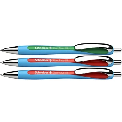 Afbeelding van Schneider Slider Rave XB 132597 balpen, 2 x rood en 1 groen, lijnbreedte