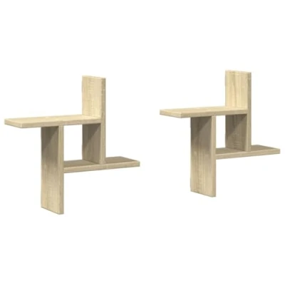 Afbeelding van vidaXL Wandschappen 2 st 38x12x38 cm bewerkt hout sonoma eikenkleurig