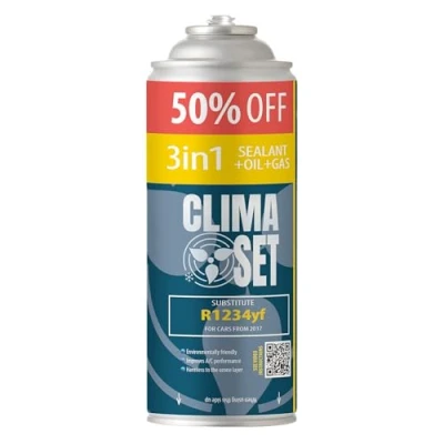 Afbeelding van ClimaSet 3 in 1 R1234yf navulverpakking, x 235 g, airconditioning, auto gas R1234yf, gaspatroon, eco, navulverpakking voor airconditioning