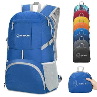 Image de ZOMAKE 35L Sac a Dos Pliable Léger à De Randonnée Packable Daypack Pour Femme Homme Sports Et Plein Air (Bleu Foncé)