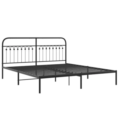 Afbeelding van Bedframe met hoofdbord metaal zwart 183x203 cm