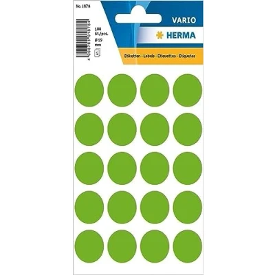 Afbeelding van Huismerk Herma 1878 Etiket Rond 19mm Fluor Groen 100 Etiketten