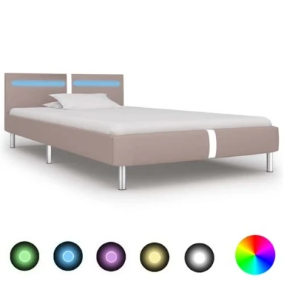 Afbeelding van Bedframe met LED kunstleer cappuccino 90x200 cm