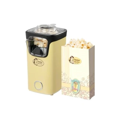 Afbeelding van Bestron Popcornmaker, Turbo Popcorn in minder 2 minuten, Popcornmachine met heteluchttechnologie, inclusief 10x popcornzakken &amp; geïntegreerde maatbeker, Sweet Dreams Collectie, Kleur: Geel