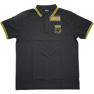 Afbeelding van Nirvana Happy Face Polo shirt S Zwart