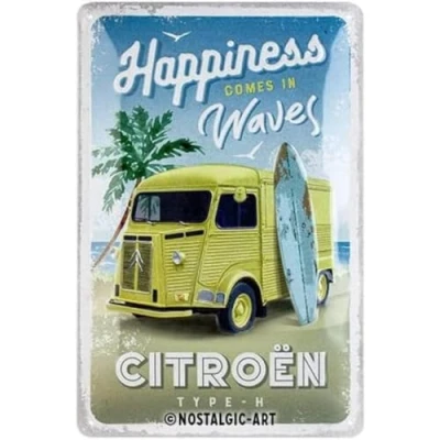 Afbeelding van Citroen Type H Happiness Comes in Waves. Metalen wandbord reliëf 20 x 30 cm
